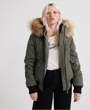 Superdry Microfibre Bomber Női Kabát Khaki | CMNXR9782